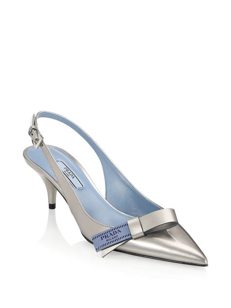 prada silver slingback heels|prada kitten heel shoes.